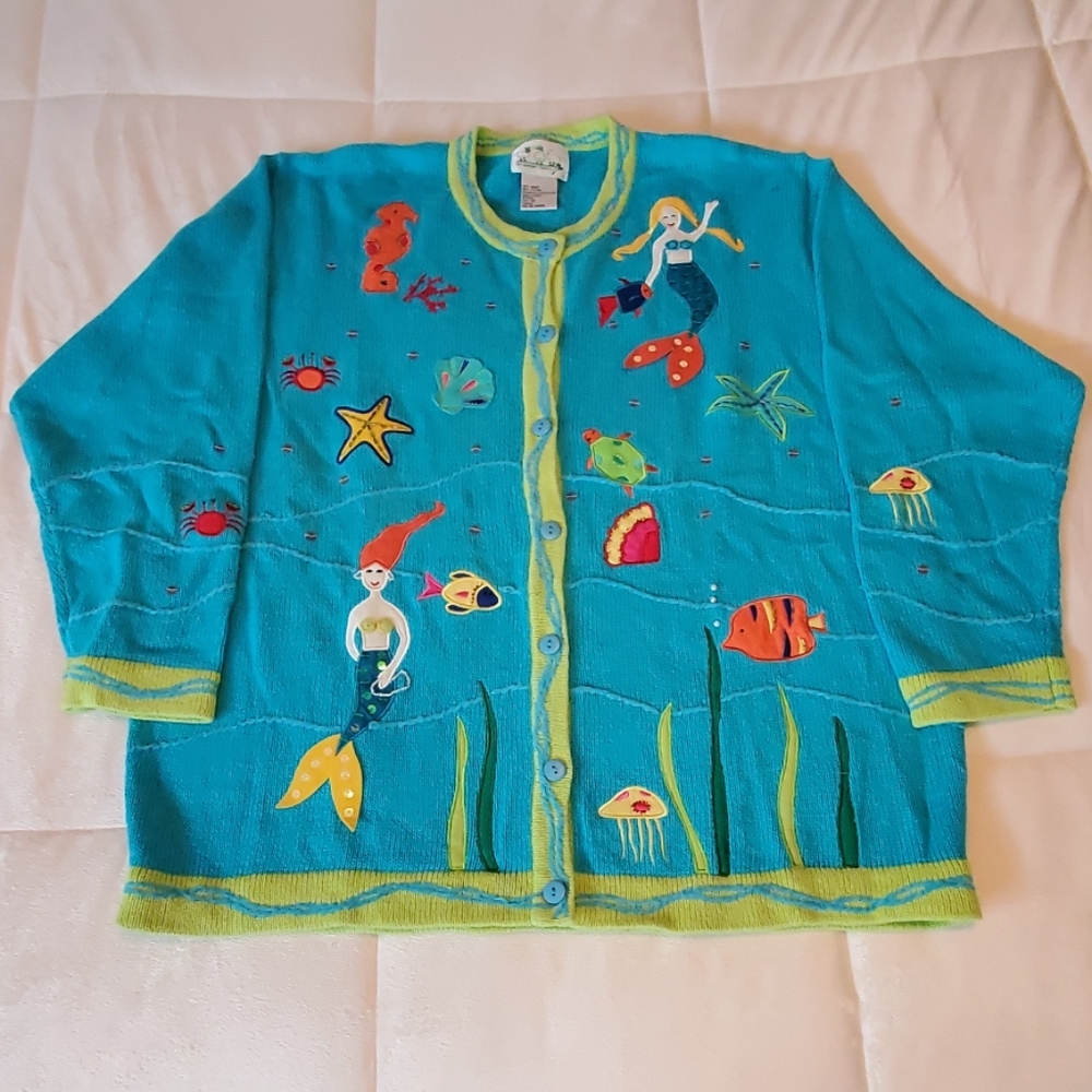 Quacker Factory Mermaid Mermaid Women's Sweater 1X